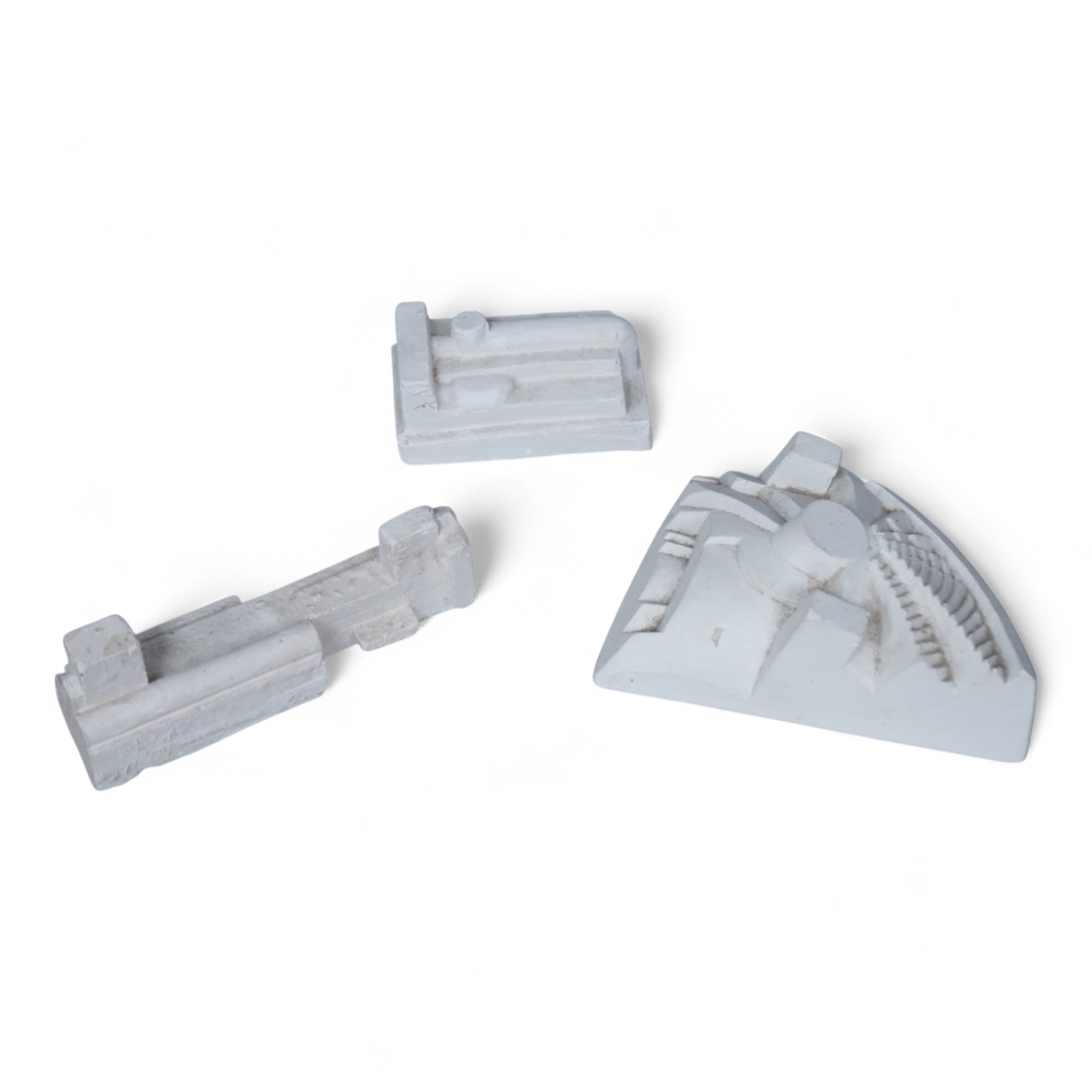 Sir Eduardo Paolozzi RA (1924-2005), three abstract plaster maquettes, signed, largest 12cm wide